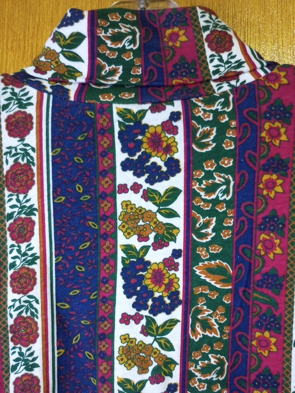 Red Rover Colorful Vintage Floral & Stripe Turtleneck. Blue Green White. Large??